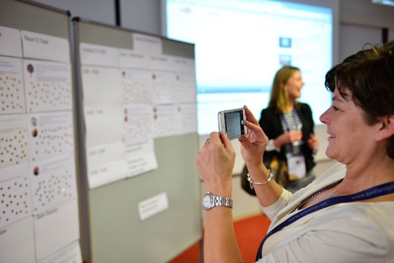 Der SpaCamp 2015 Sessionplan: 18 Themen wurden in 3 Räumen disktutiert. Foto: SpaCamp/Dirk Holst