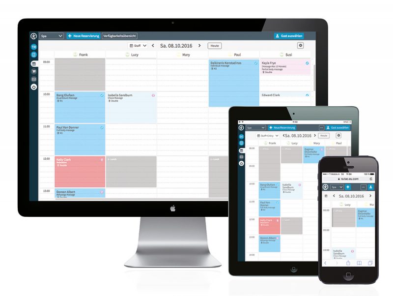 Mit der Cloud-basierten Spa-Software "sense." können Reservierungen und Ressourcenmanagement jederzeit und von überall durchgeführt werden. Foto: TAC