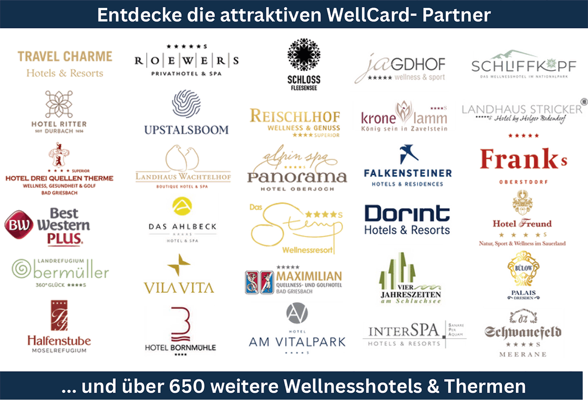Bereits mehr als 650 Wellnesshotels, Thermen und Resorts nutzen die WellCard für Ihr Neukunden-Marketing. Foto: WellCard