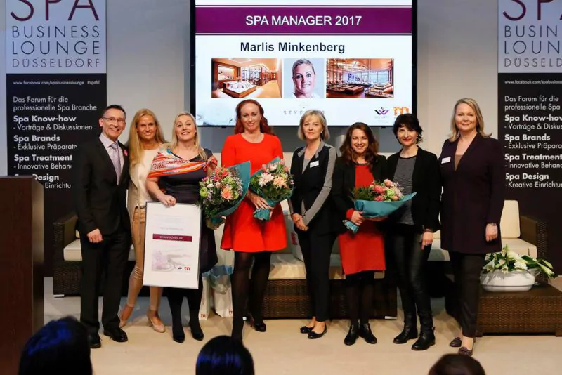 Spa Managerin des Jahres 2017 ist Marlis Minkenberg. Zweitplatzierte ist Frau Katrin Hofrichter und Drittplatzierte Frau Nadine Böning Soares. Foto: Spa Business Lounge