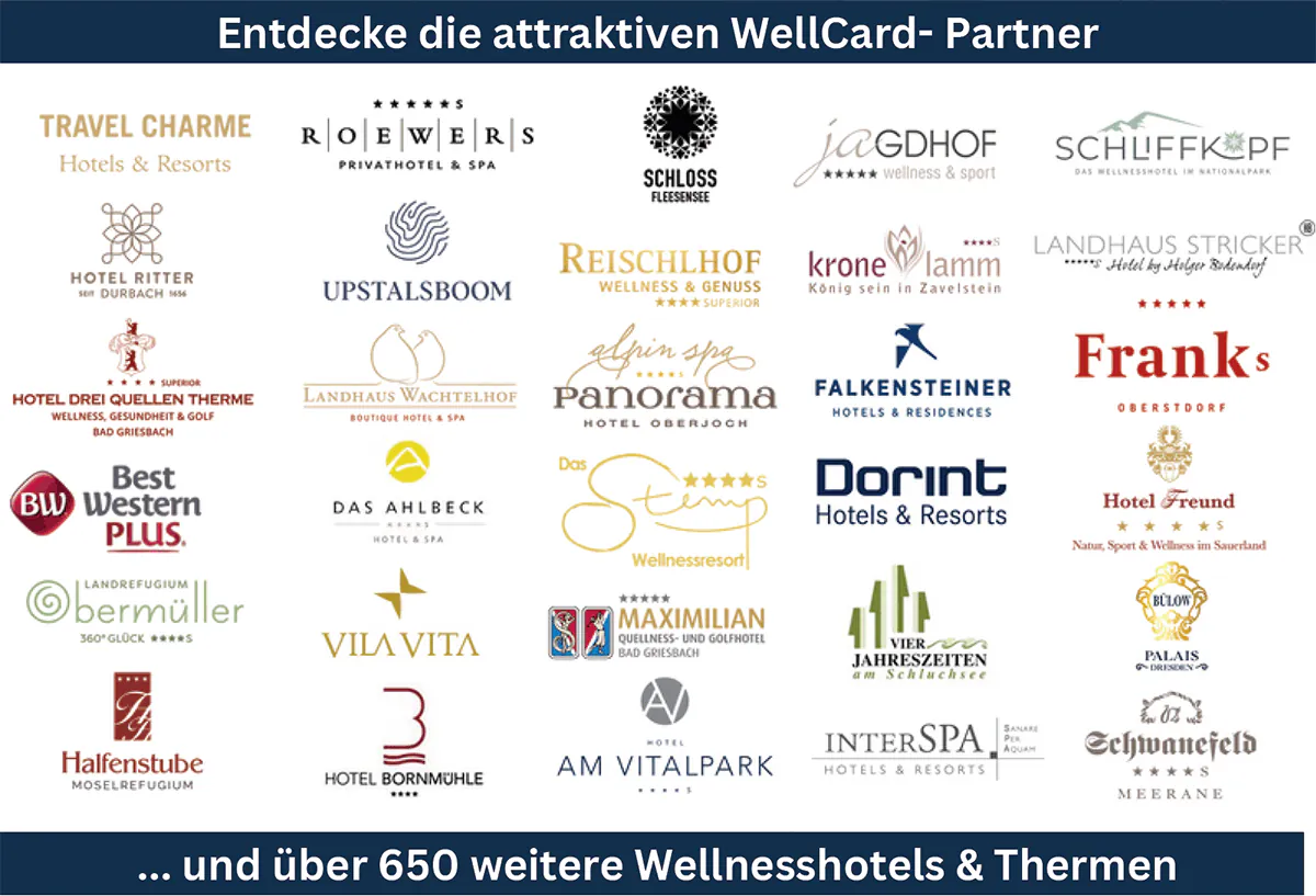 Bereits mehr als 650 Wellnesshotels, Thermen und Resorts nutzen die WellCard für Ihr Neukunden-Marketing. Foto: WellCard