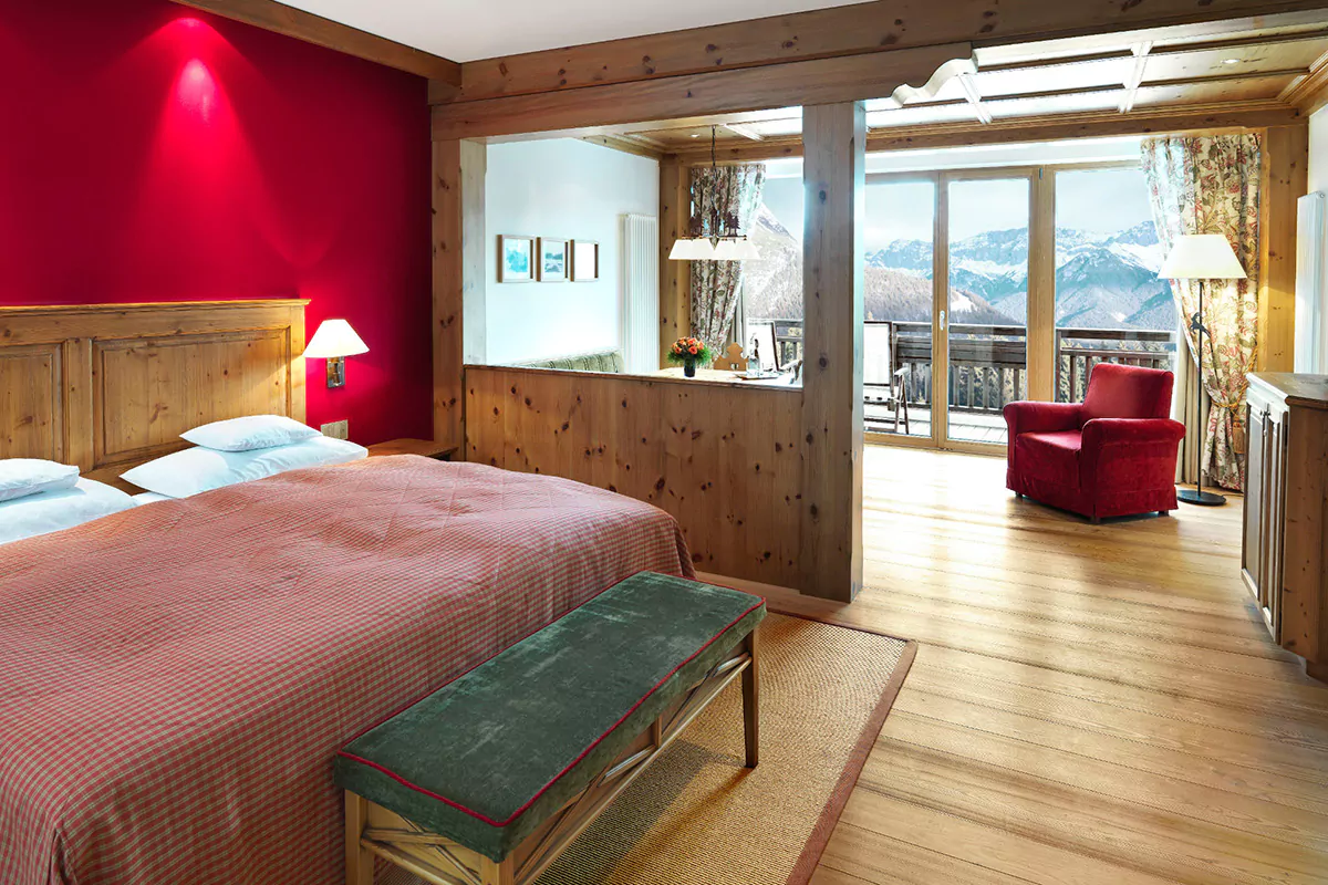 Zimmer mit Bergblick - Doppelzimmer Premium. Foto: Interalpen-Hotel Tyrol